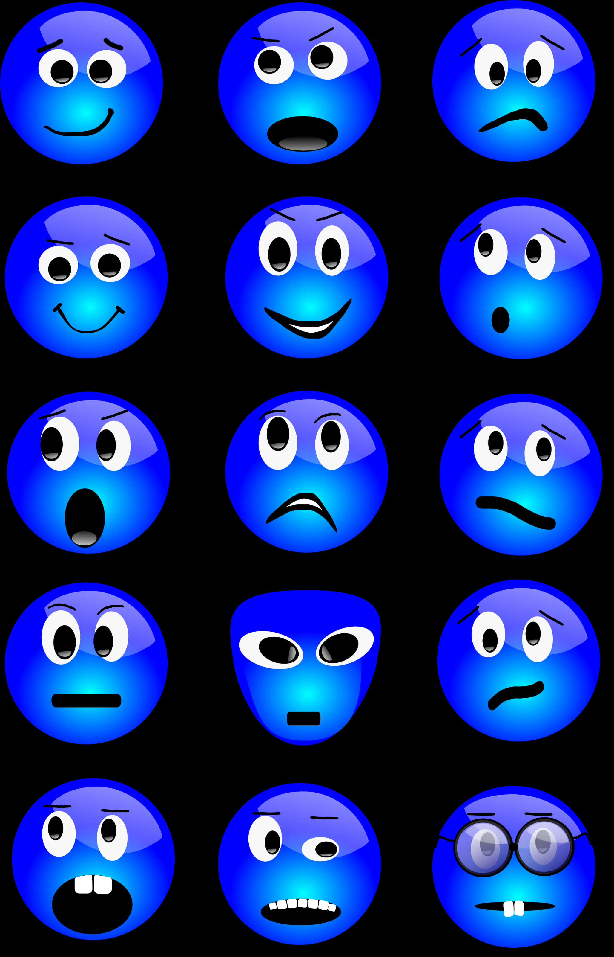 Varietyof Blue Emoji Expressions.jpg PNG