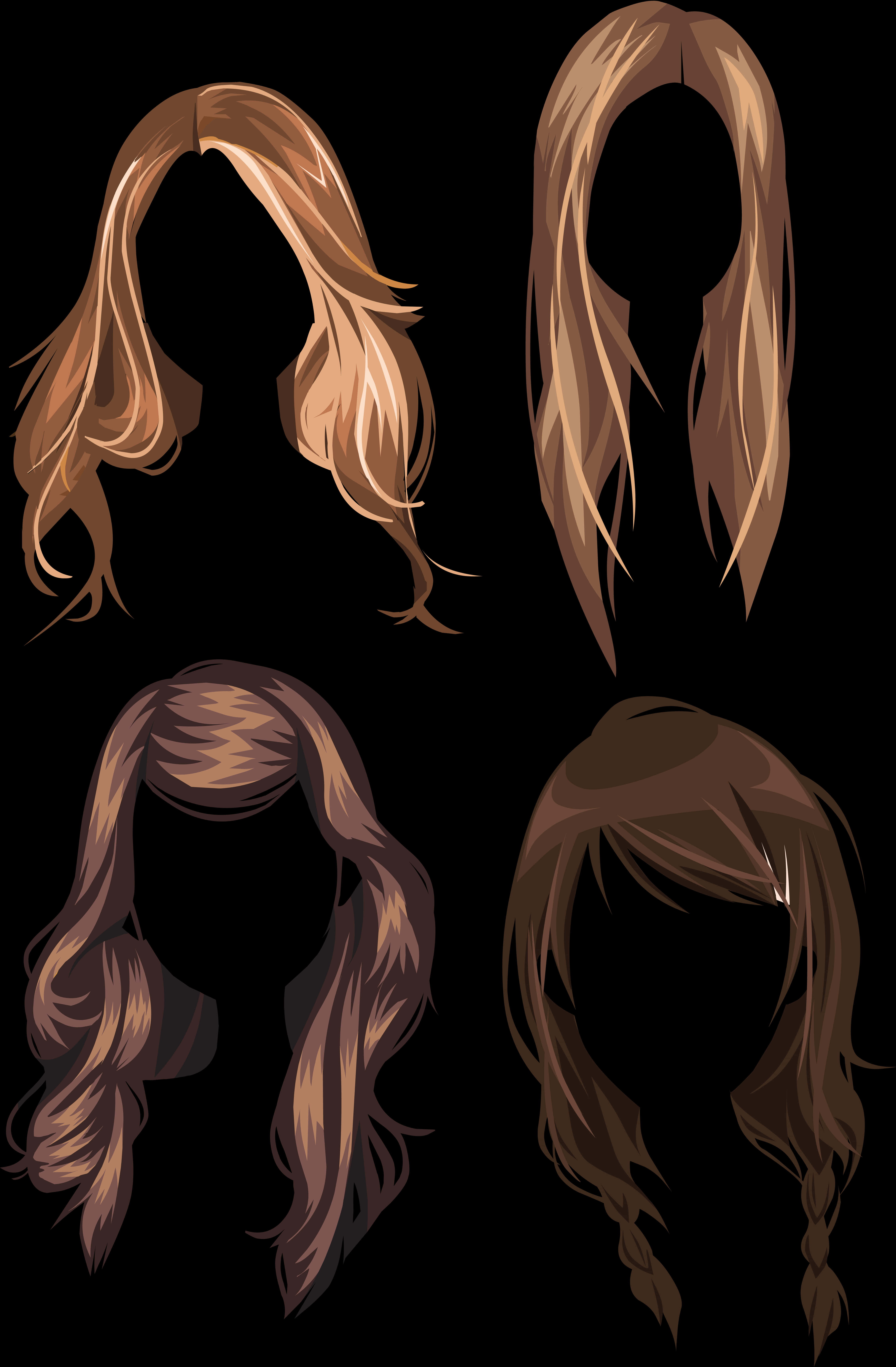 Varietyof Brown Hairstyles Illustration PNG