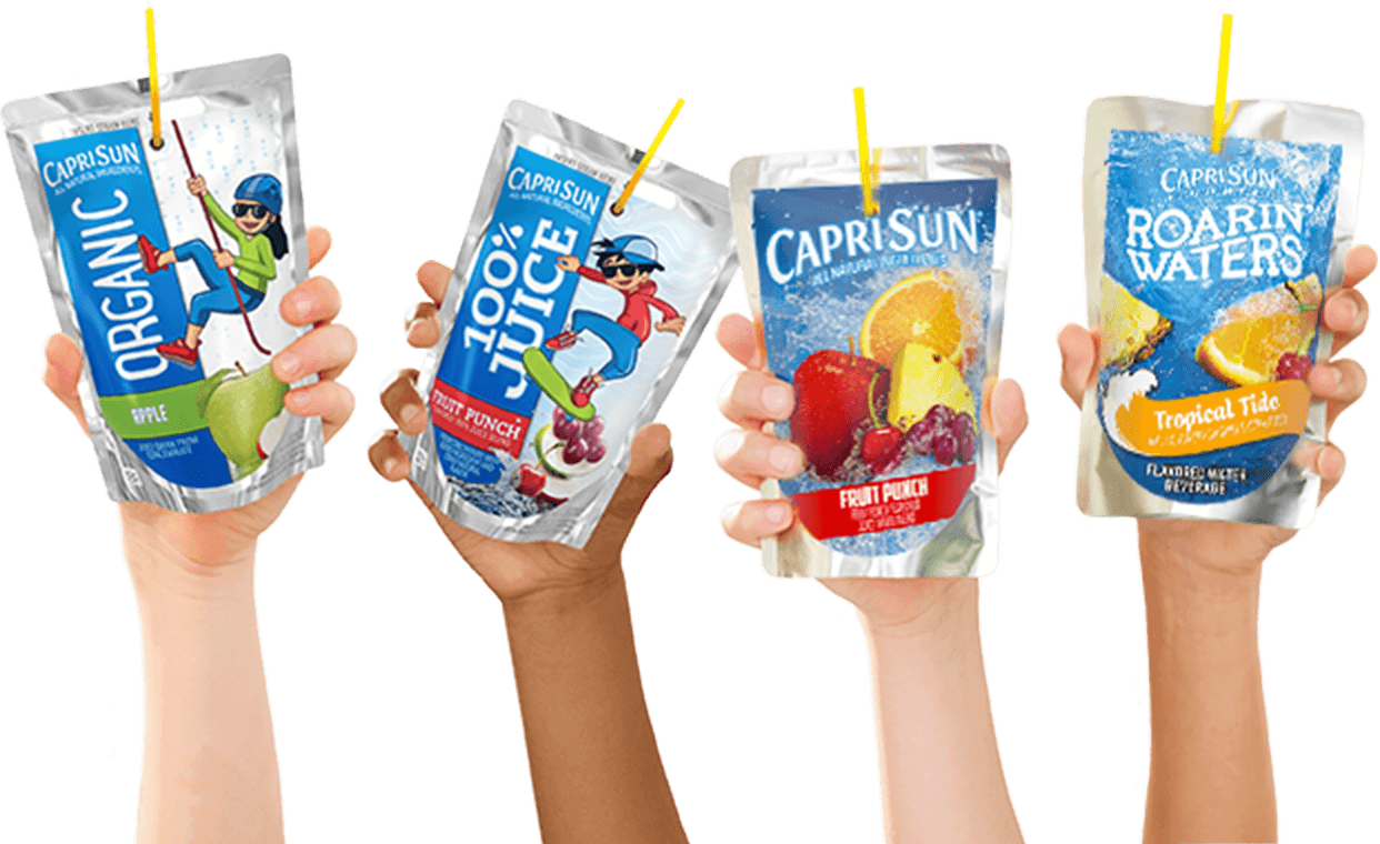 Varietyof Capri Sun Pouches Held Up PNG