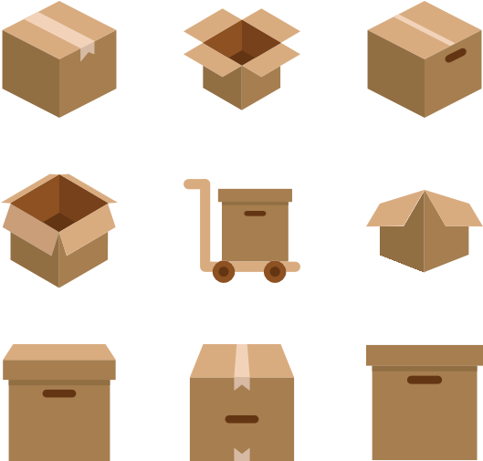 Varietyof Cartoon Shipping Boxes PNG