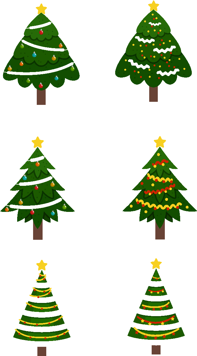 Varietyof Christmas Trees Vector PNG