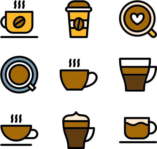 Varietyof Coffee Cups Icons PNG