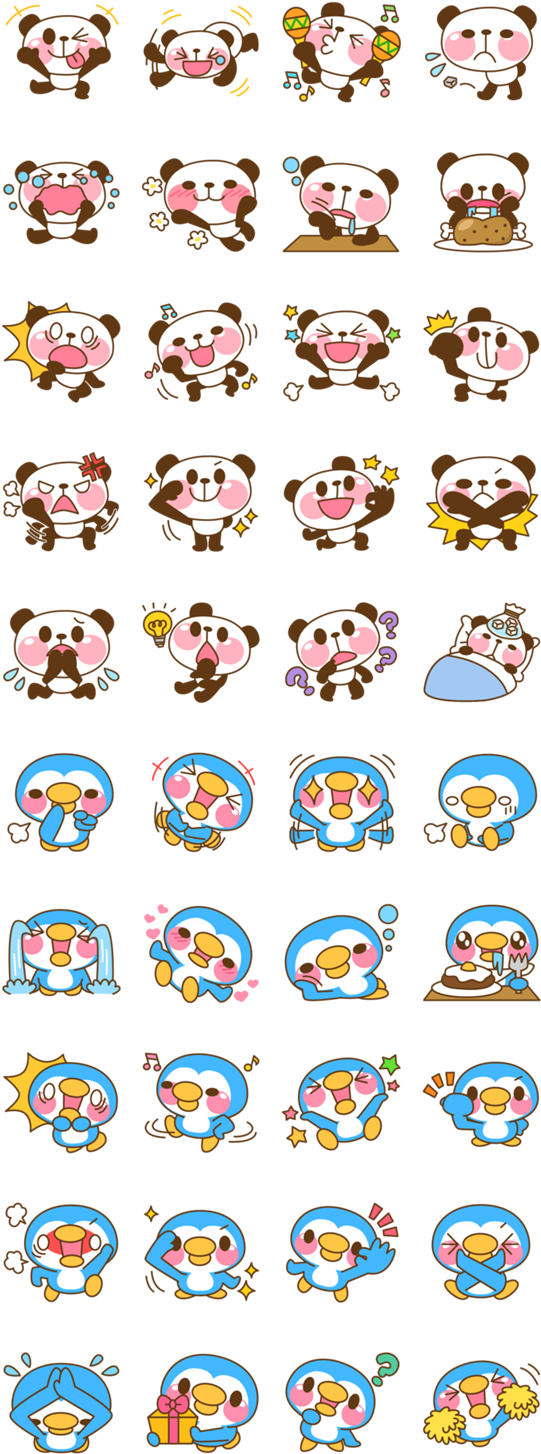 Varietyof Cute Pandas Emotionsand Activities PNG