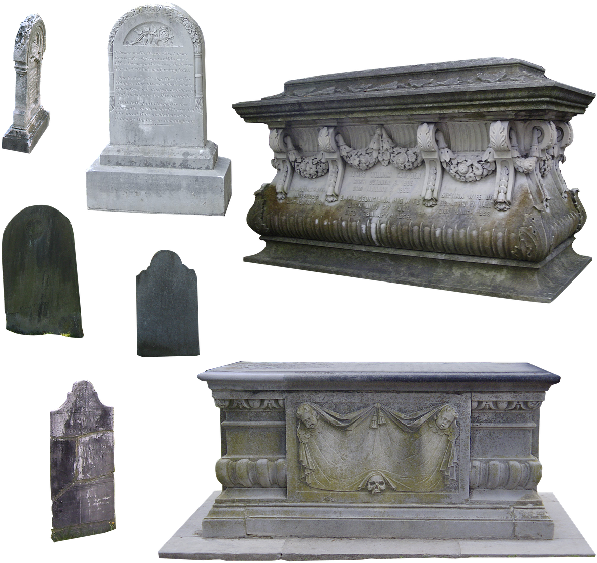 Varietyof Gravestonesand Tombs PNG