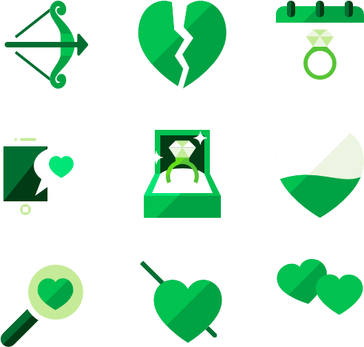 Varietyof Green Heart Icons PNG