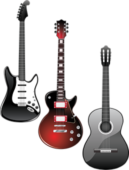 Varietyof Guitars Illustration PNG