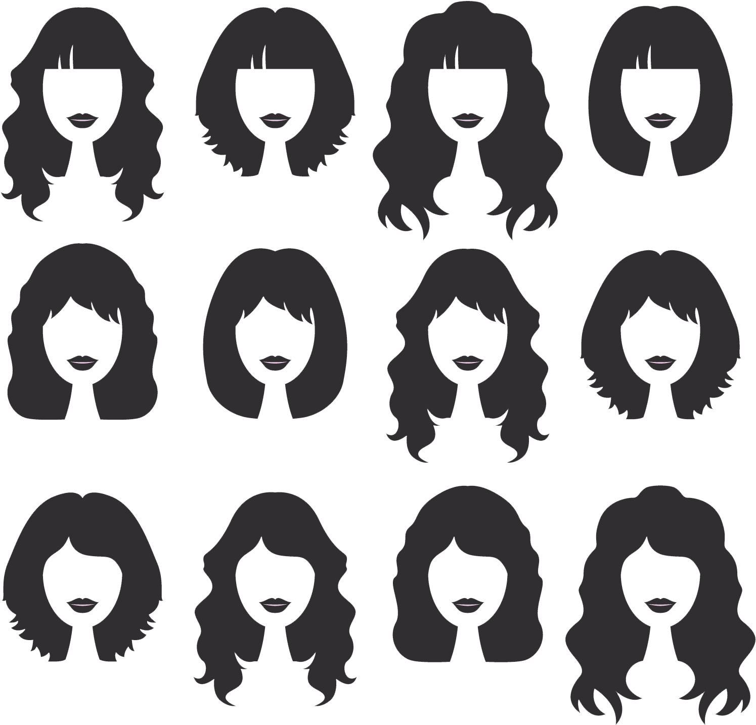 Varietyof Hairstyles Vector PNG