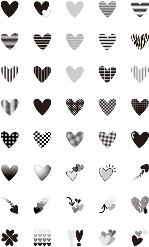 Varietyof Heart Emojis Pattern PNG