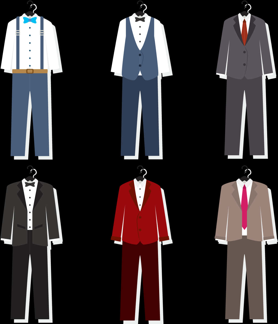 Varietyof Mens Suits Illustration PNG