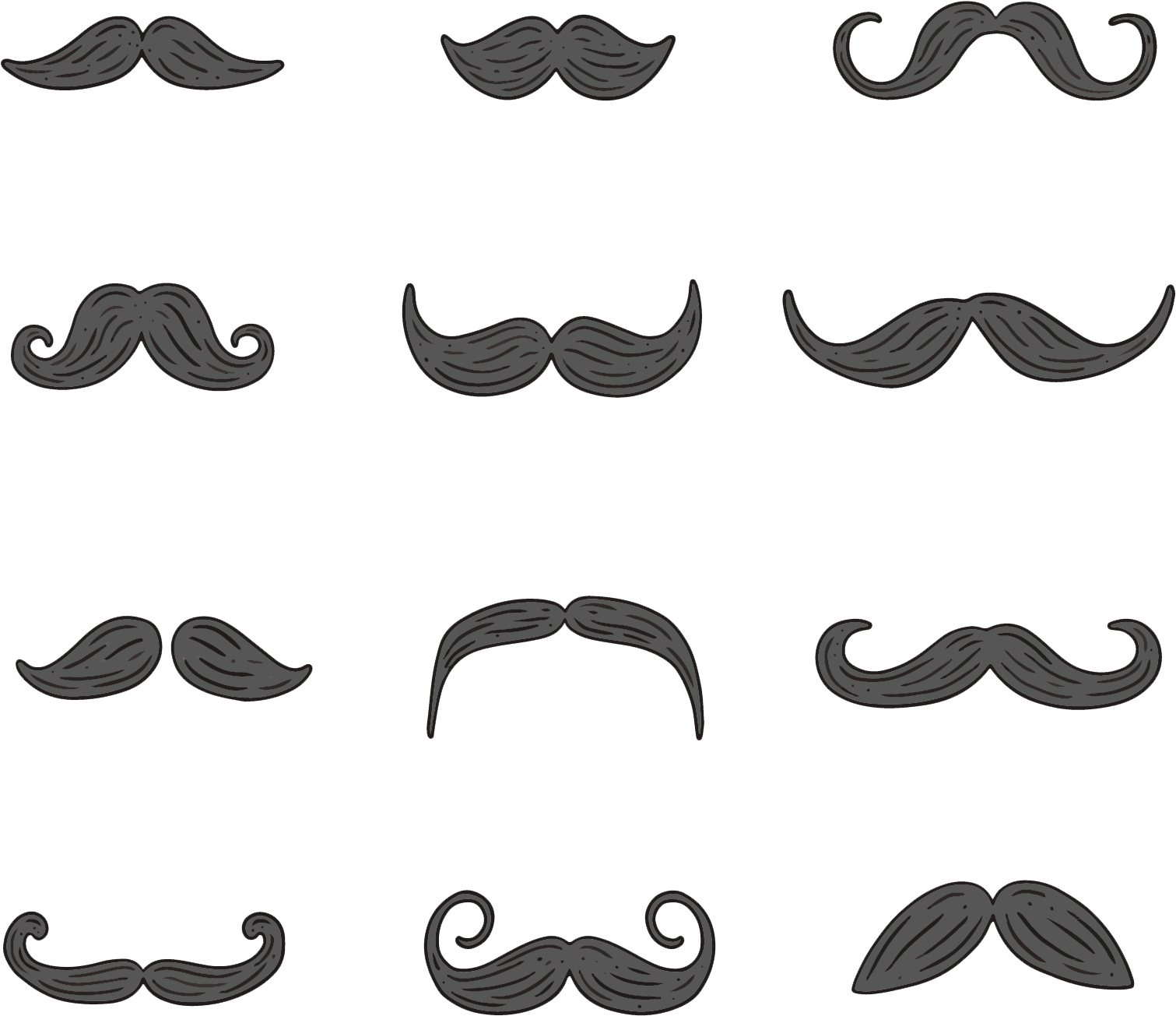 Varietyof Moustache Styles Illustration PNG