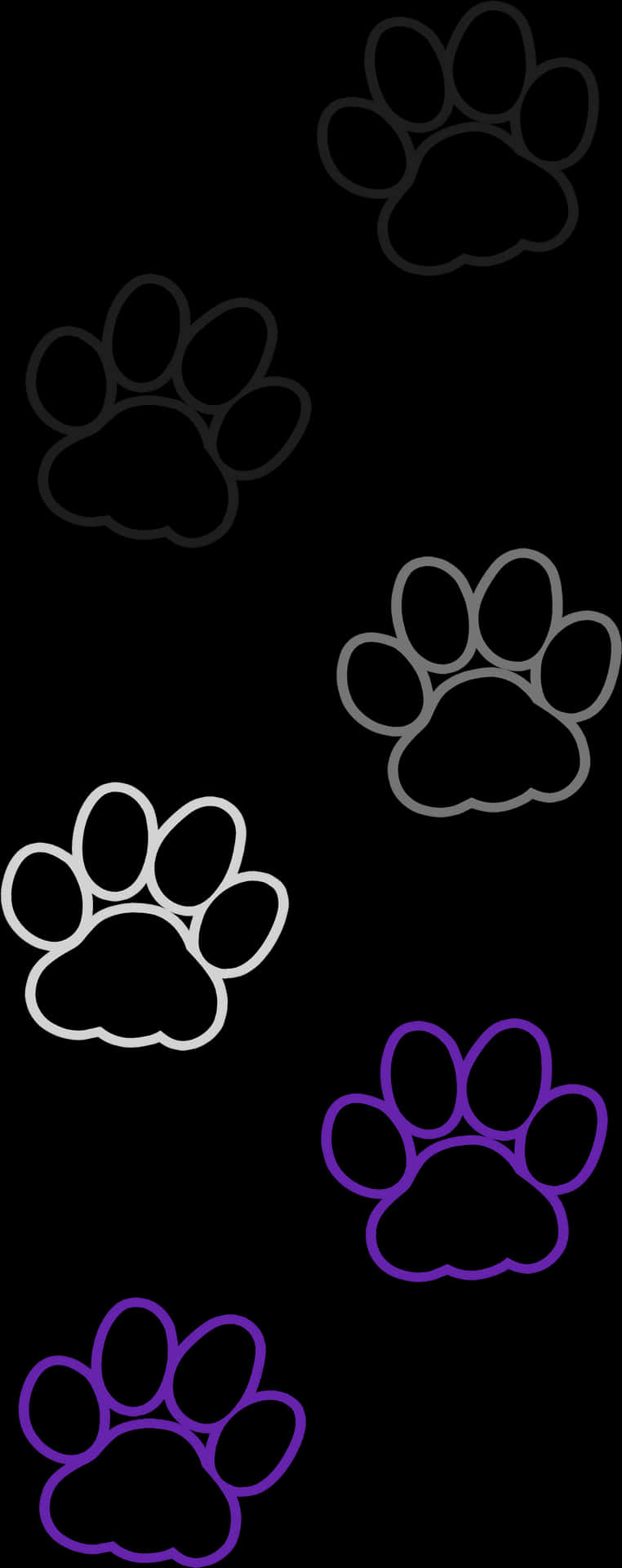Varietyof Paw Prints Outline PNG