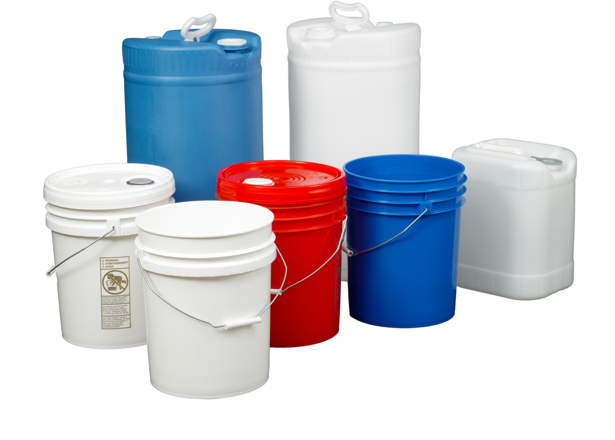 Varietyof Plastic Bucketsand Containers PNG