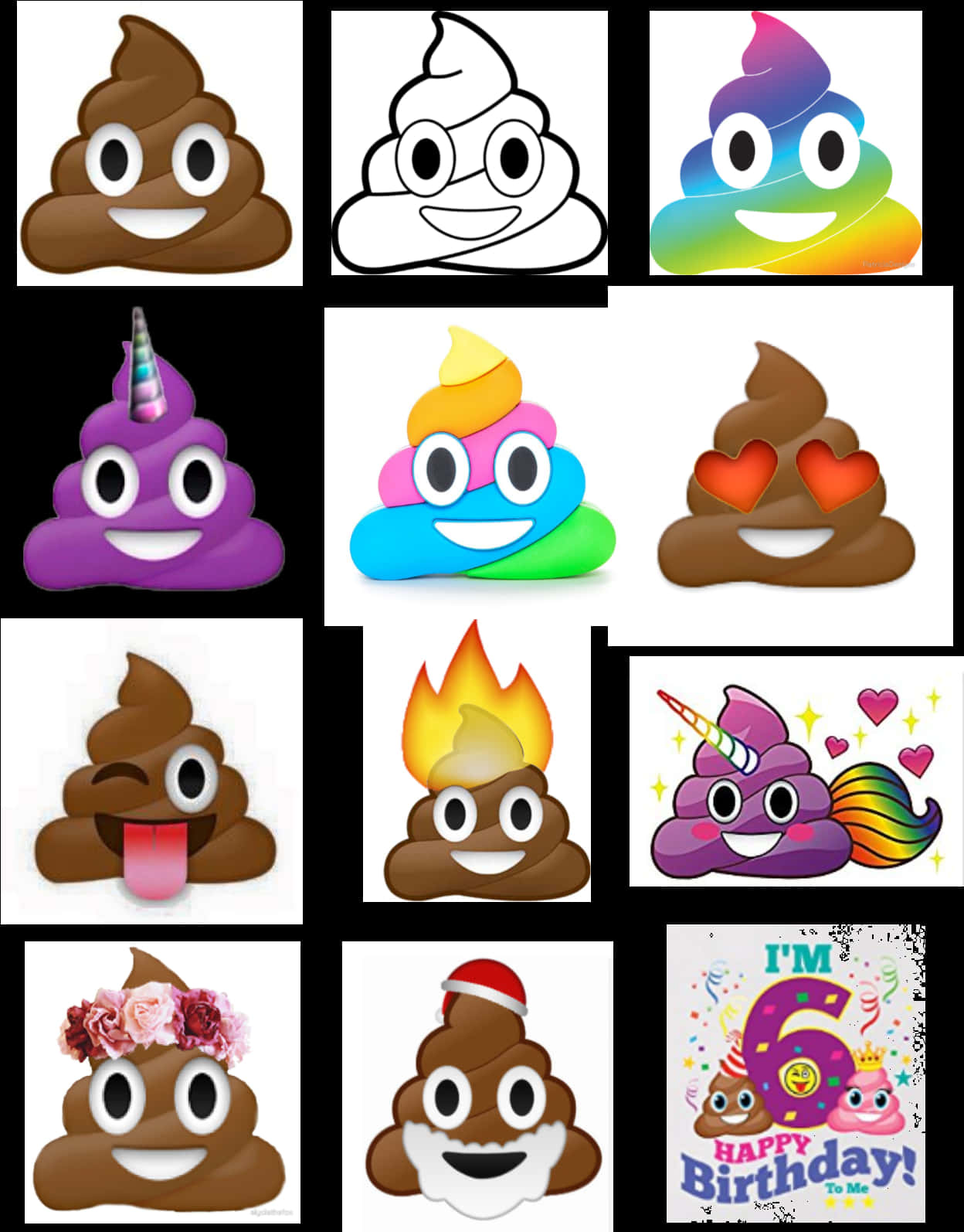 Varietyof Poop Emoji Designs PNG