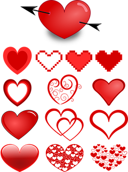 Varietyof Red Hearts Collection PNG