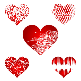 Varietyof Red Hearts Designs PNG