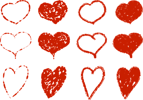Varietyof Red Heartson Black Background PNG