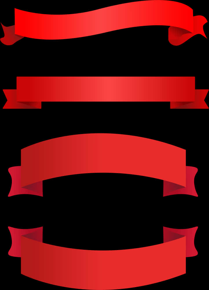 Varietyof Red Ribbons Banners PNG