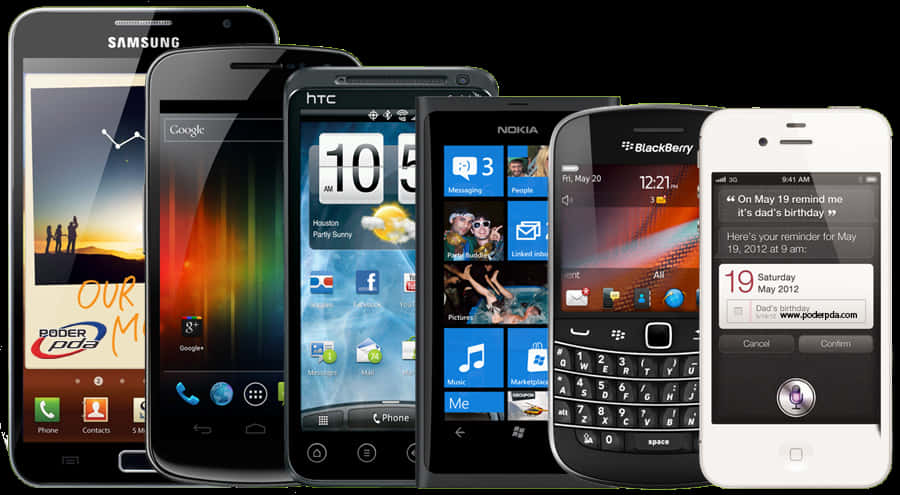 Varietyof Smartphones Display PNG