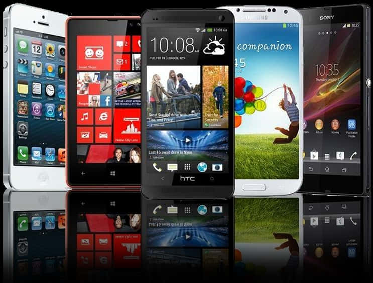 Varietyof Smartphones Displayed PNG