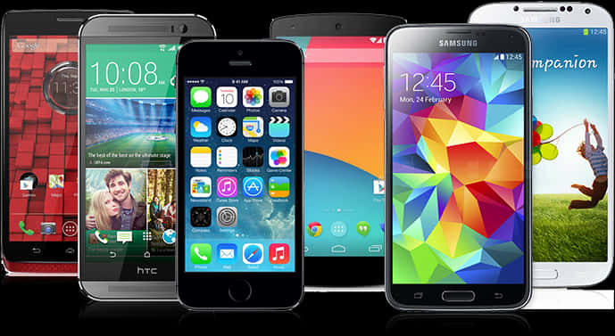 Varietyof Smartphones Displayed PNG