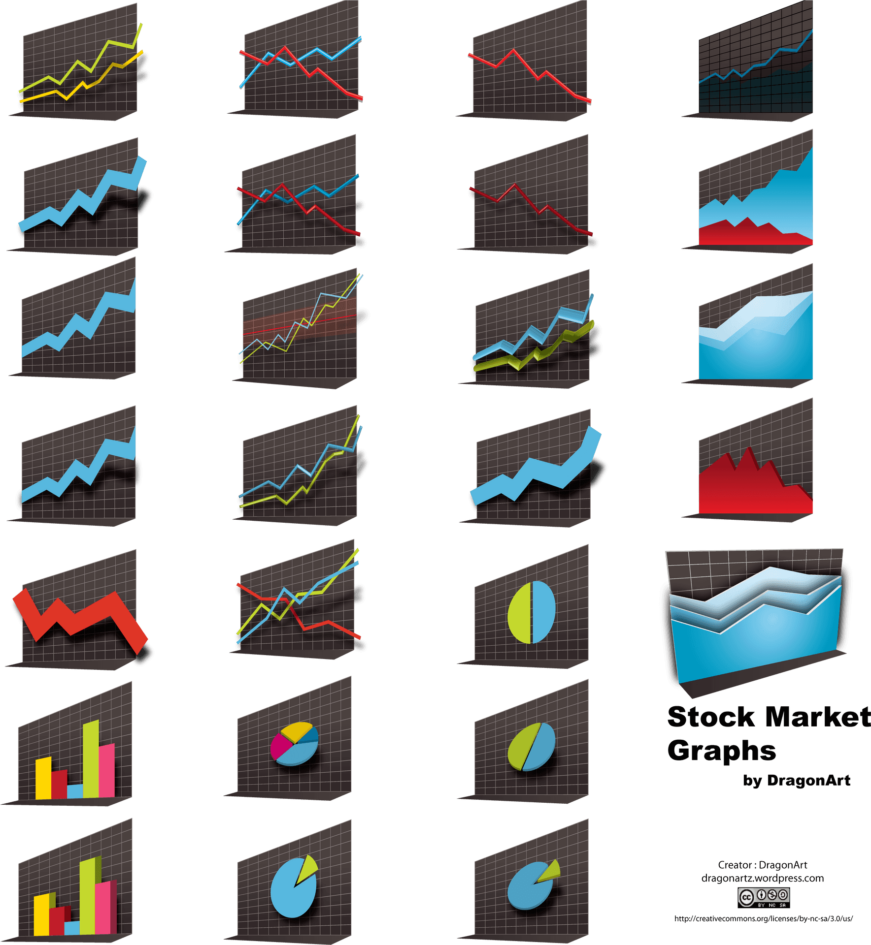 Varietyof Stock Market Graphs PNG