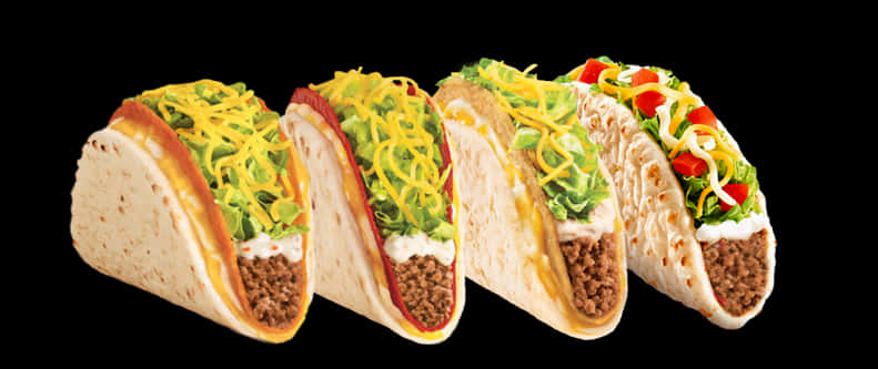 Varietyof Tacos Black Background PNG