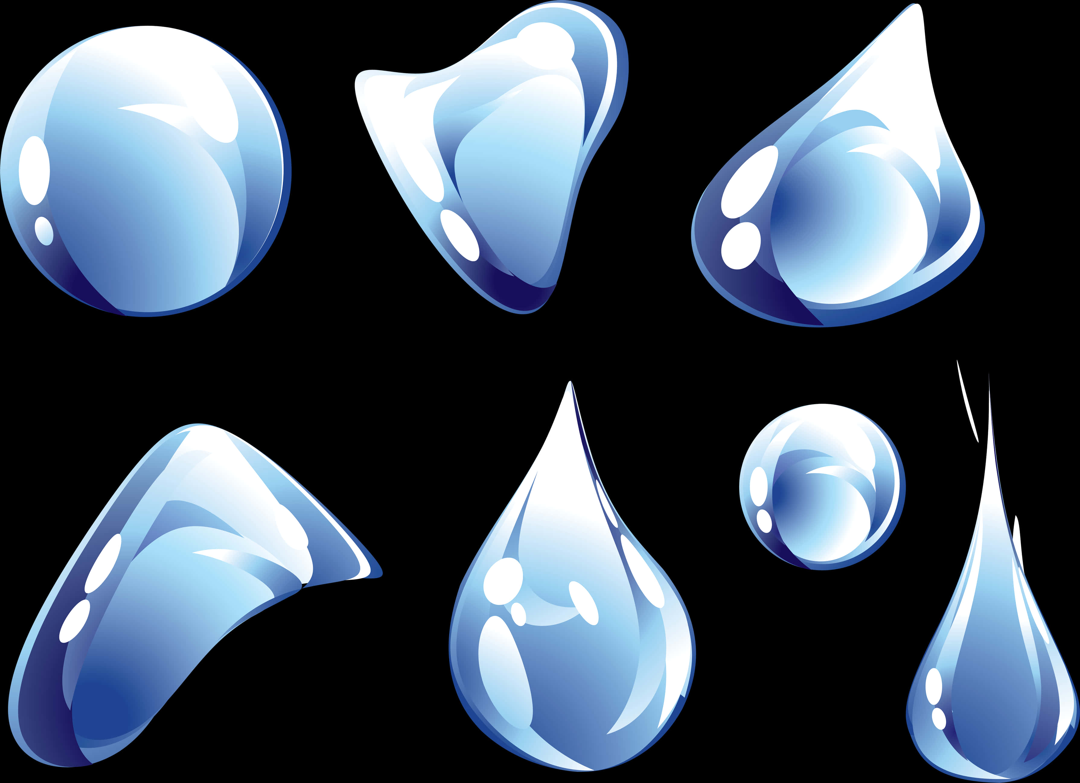 Varietyof Water Drops Vector Illustration PNG