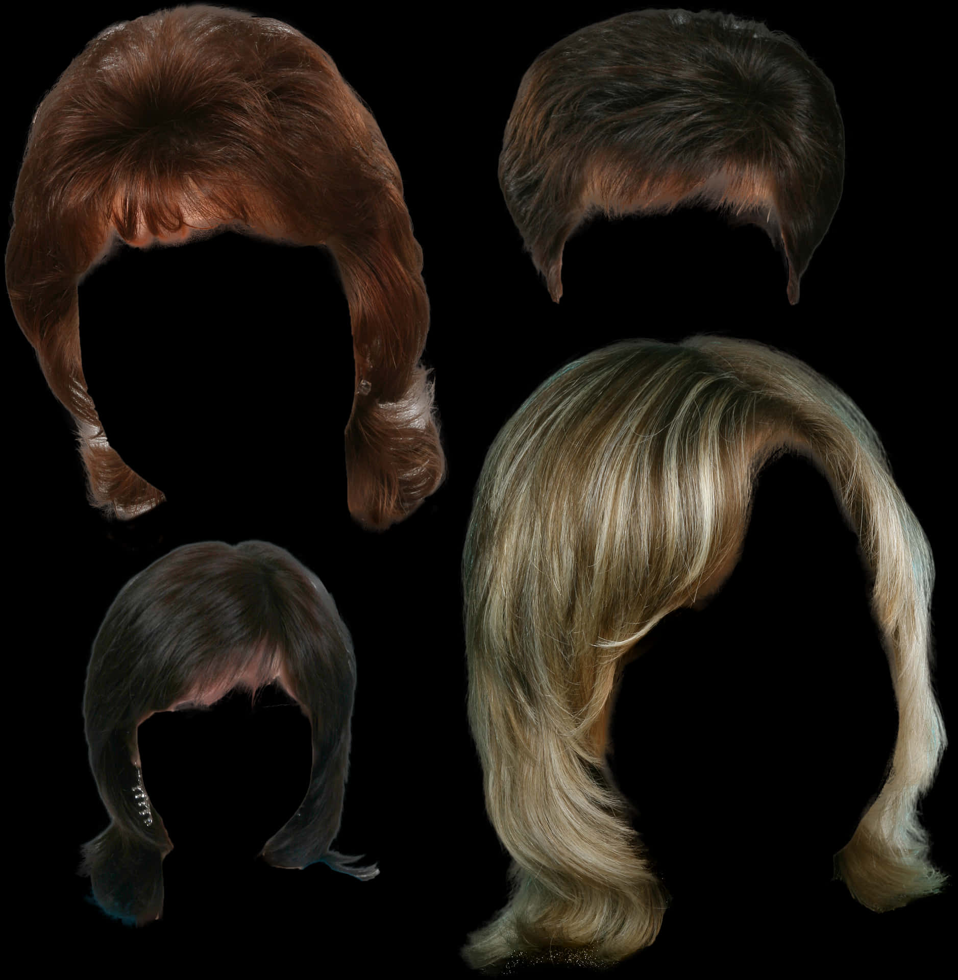 Varietyof Wigs Display PNG