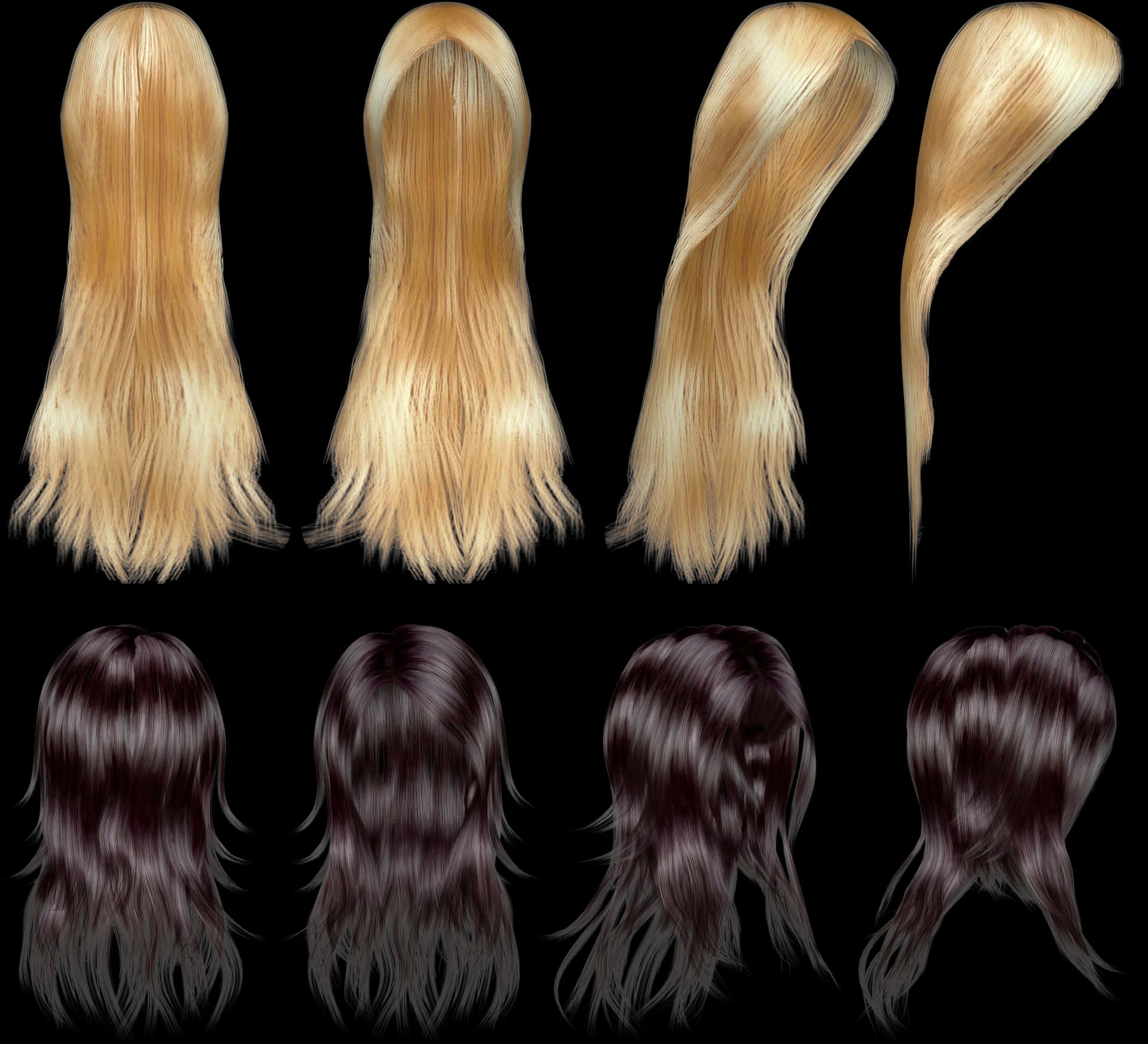 Varietyof Wigs Stylesand Colors PNG