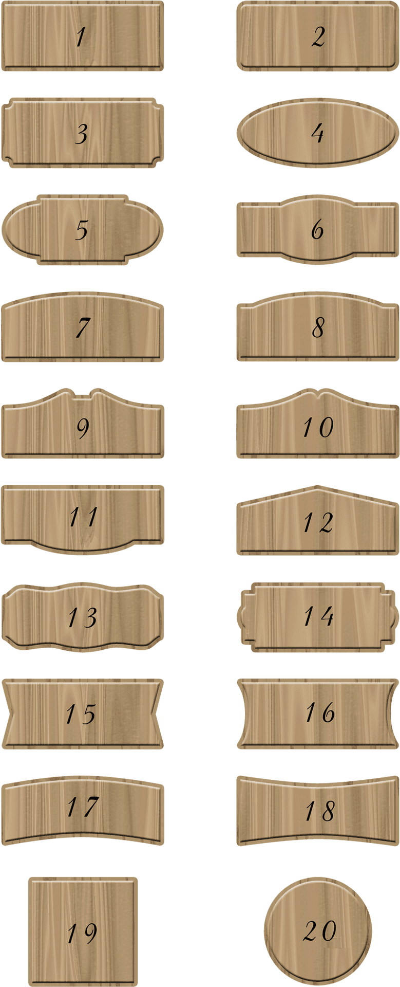 Varietyof Wooden Sign Plaques PNG
