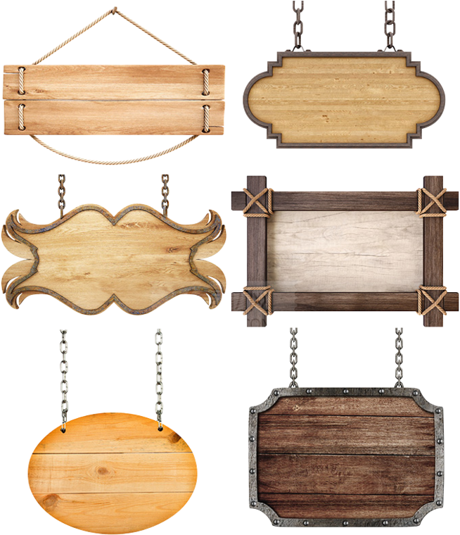 Varietyof Wooden Signboards PNG