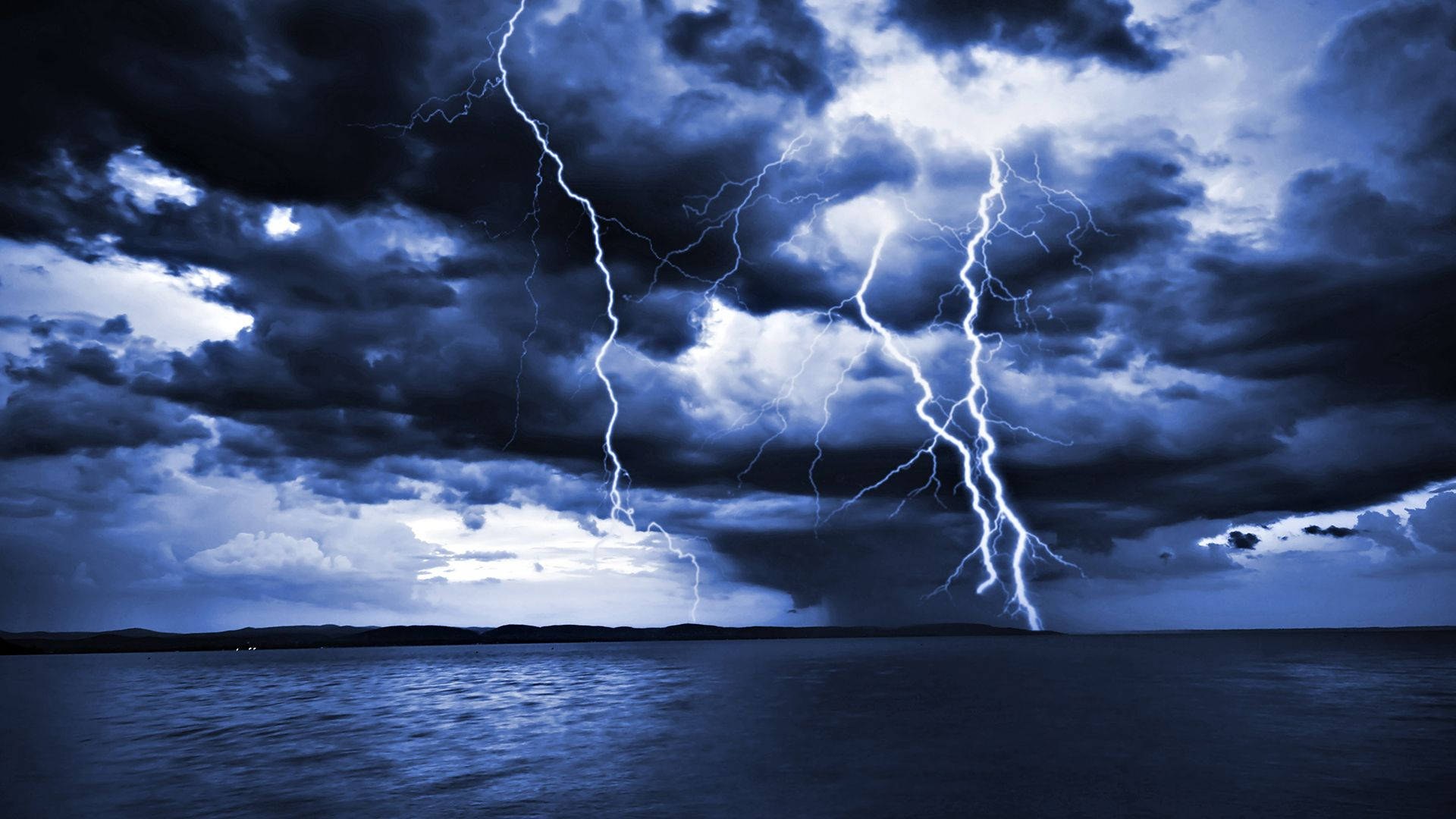 Various Lightning Strikes In Ocean