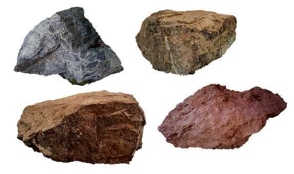 Various Rocks Black Background PNG