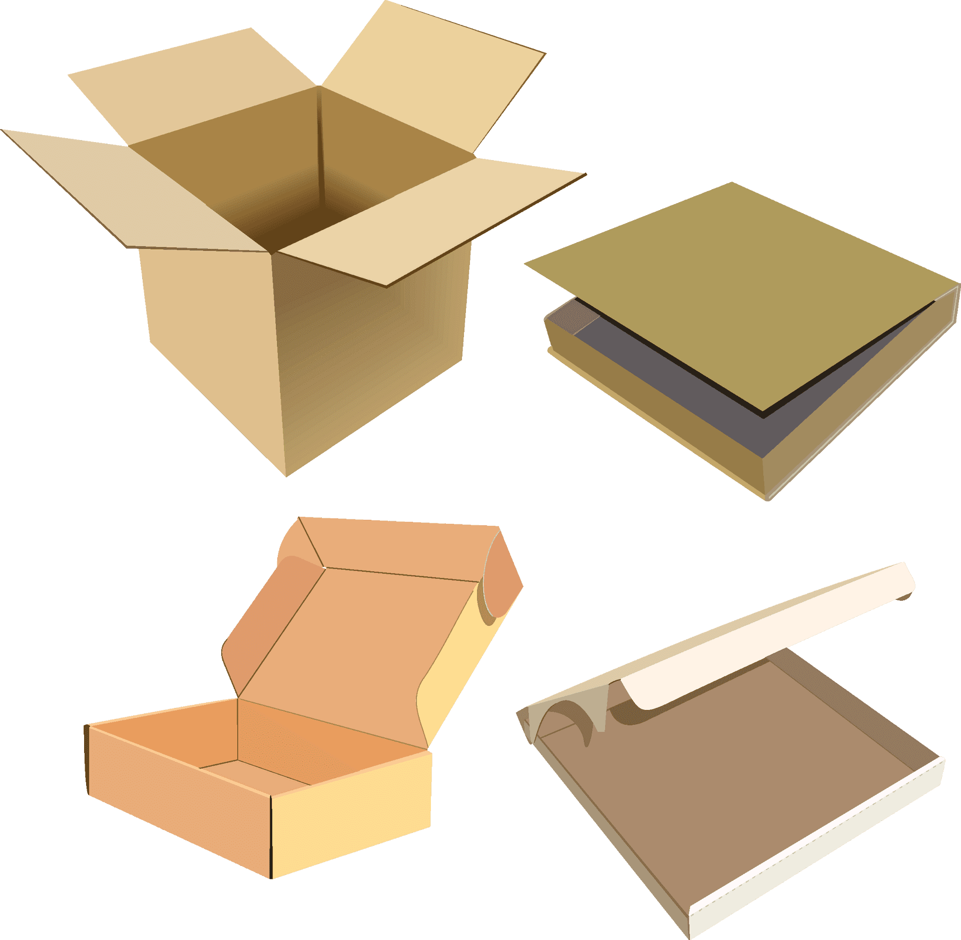 Various Shipping Boxes Types PNG