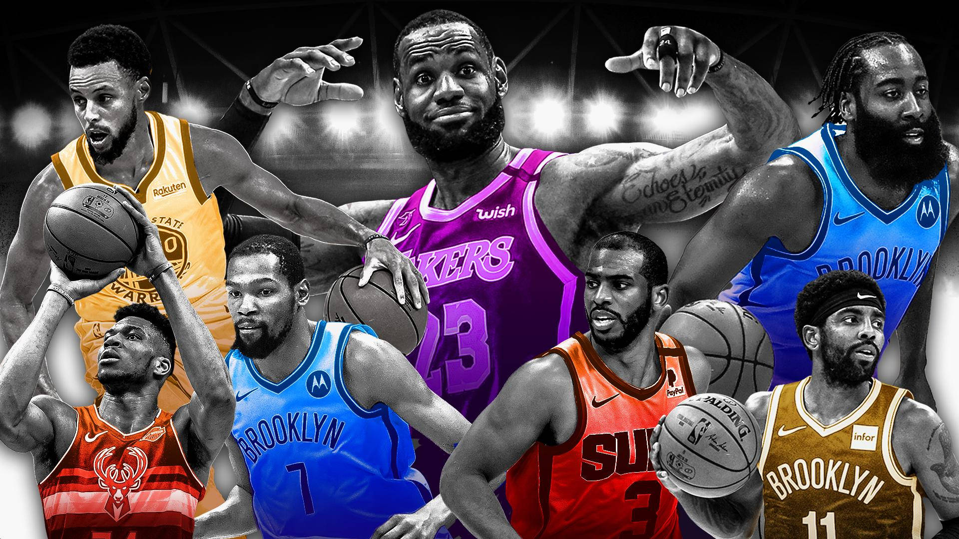 Forskellige NBA stjerner skrivebords baggrunden. Wallpaper