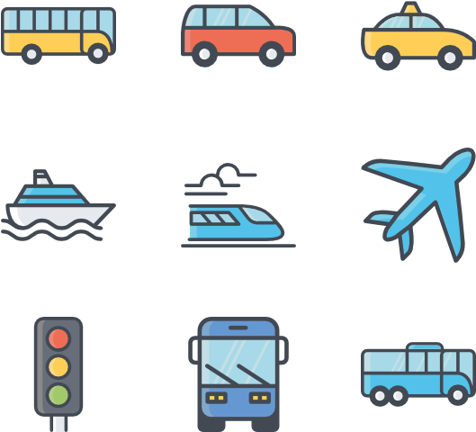 Various Transportation Icons Set PNG