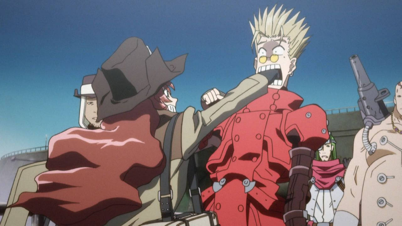 Vash Of Trigun Punched In Mouth Wallpaper