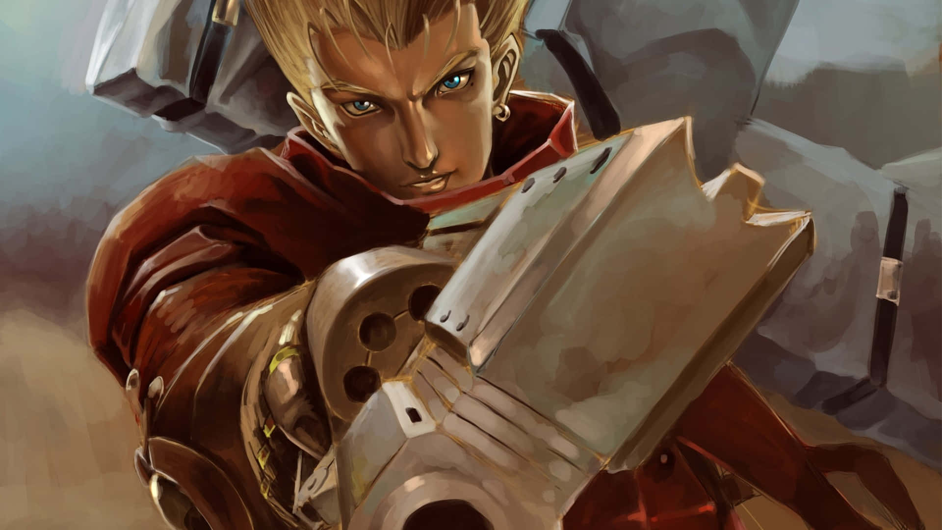 Vash the Stampede - Intense Stare in the Face of Danger Wallpaper