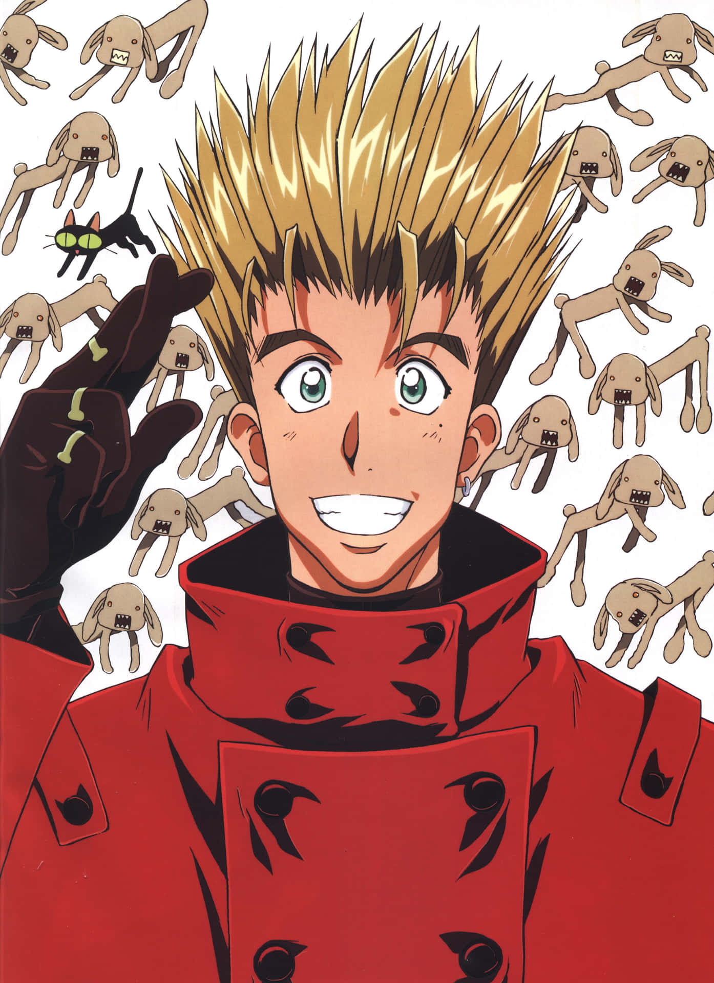 Vash The Stampede standing heroically with his revolver amidst a desolate landscape Wallpaper