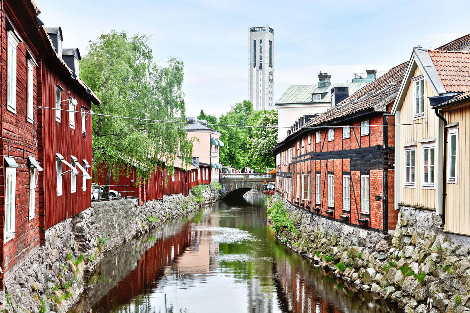 Vasteras Traditional Swedish Architecture Wallpaper