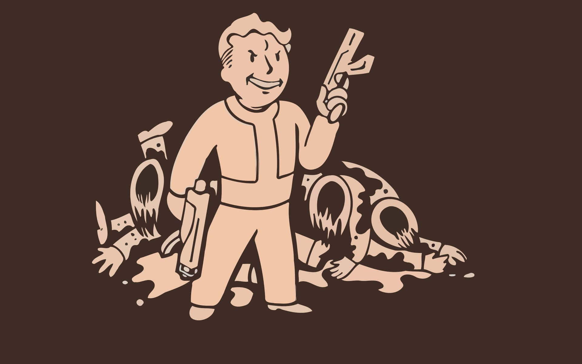 Vault Boy, den officielle maskot af Fallout, bebor denne wallpaper. Wallpaper