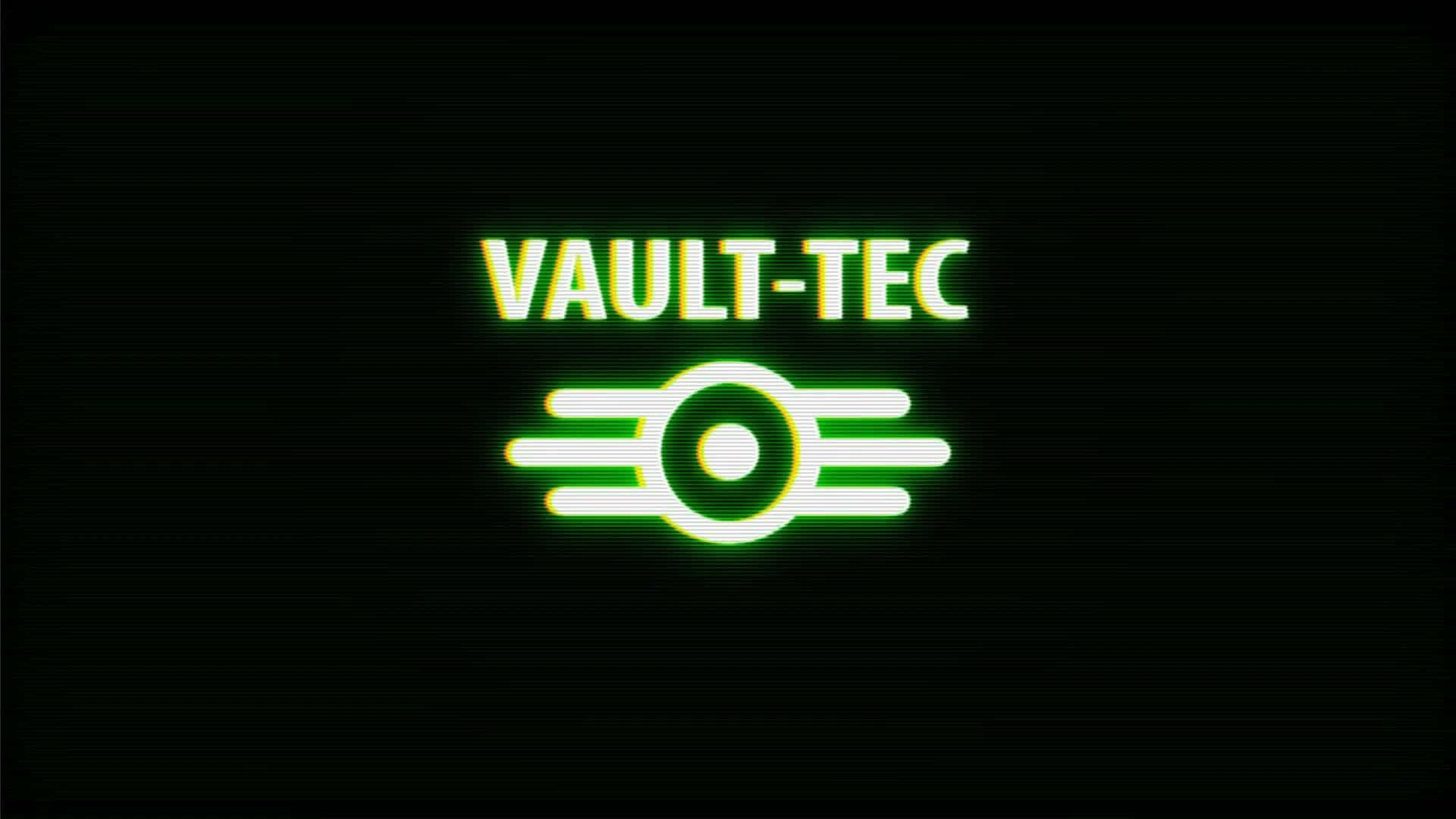 Vault-Tec themed desktop wallpaper with Vault Boy and Logo Wallpaper
