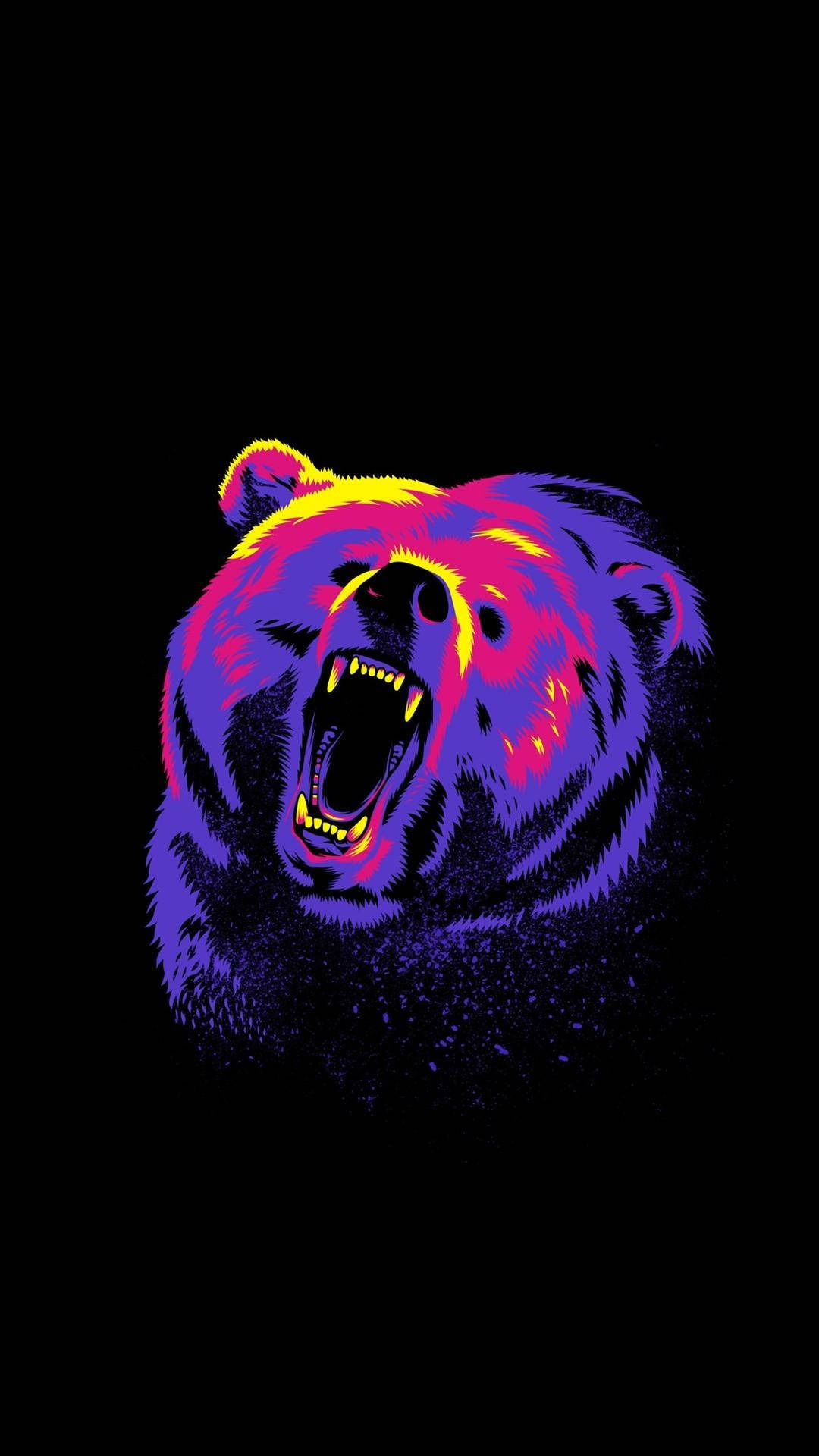 Vector Art Roaring Grizzly Bear Dark Mode