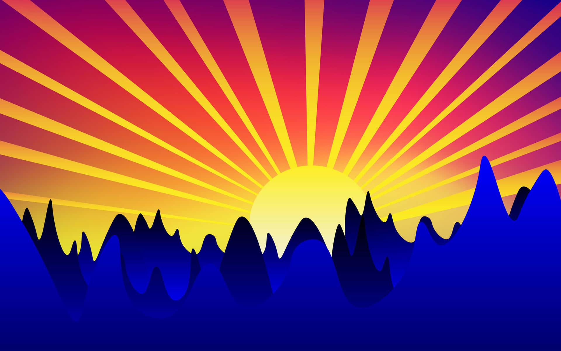 Sun And Blue Mountains Vector Background