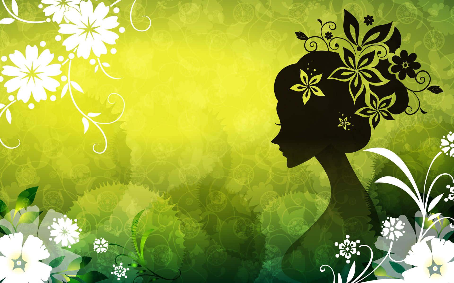 Woman And Flowers Silhouette Vector Background