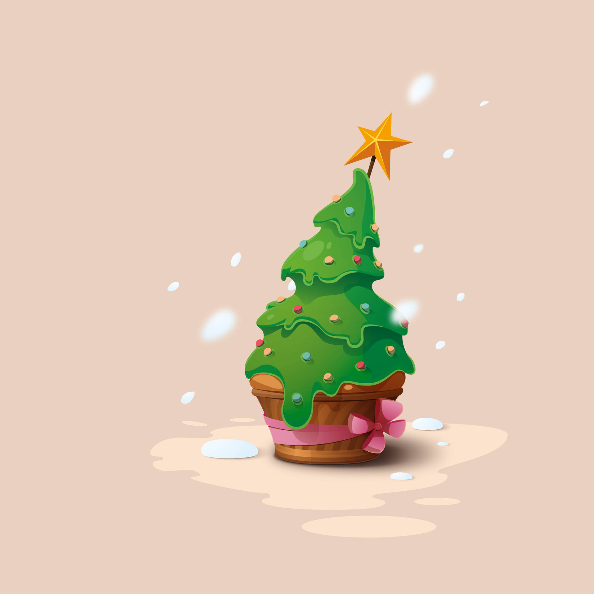 Festive Christmas Tree Cupcake Wallpaper