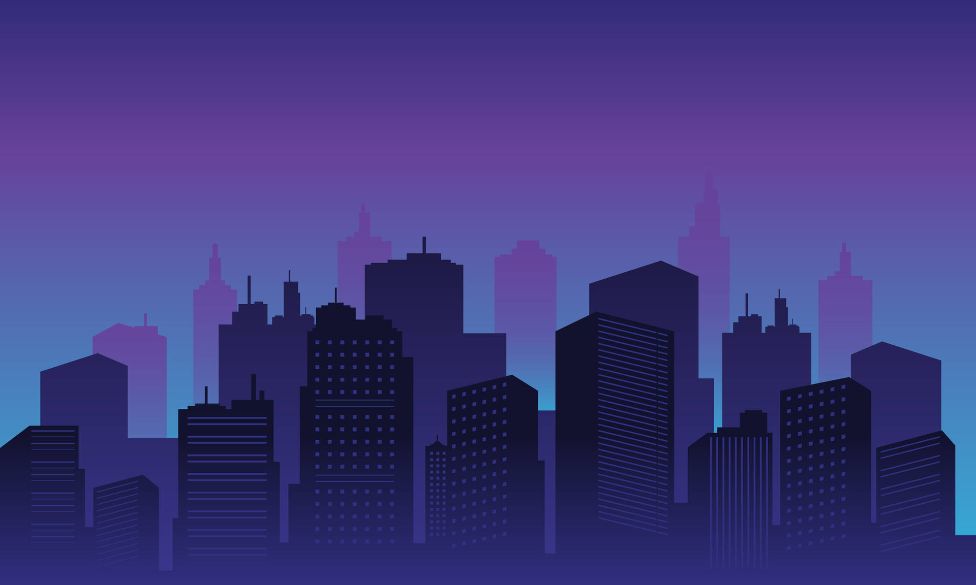 Vector Silhouette Skyline City Background Wallpaper
