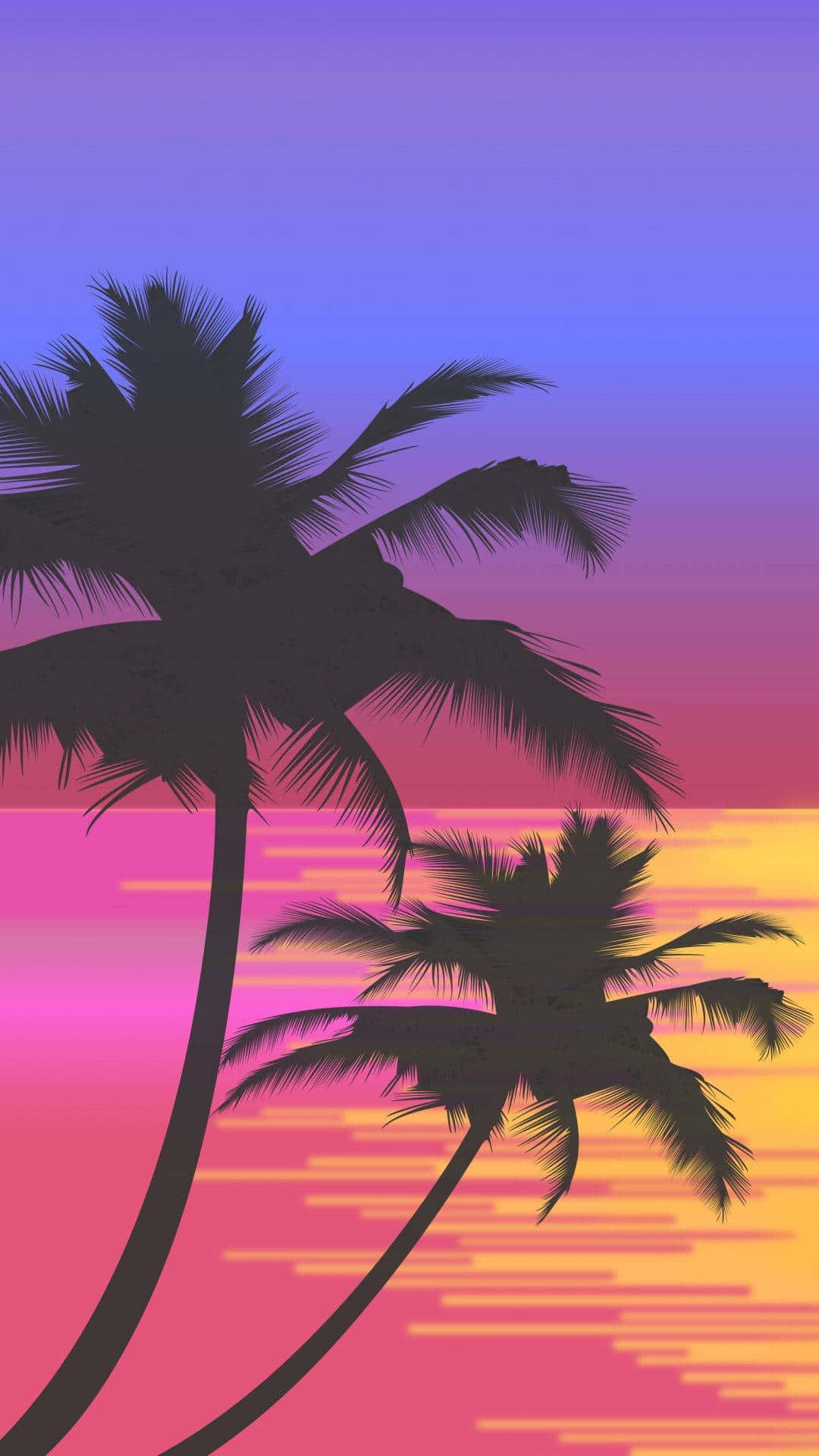 Vector Sunset With Palm Tree Wallpaper