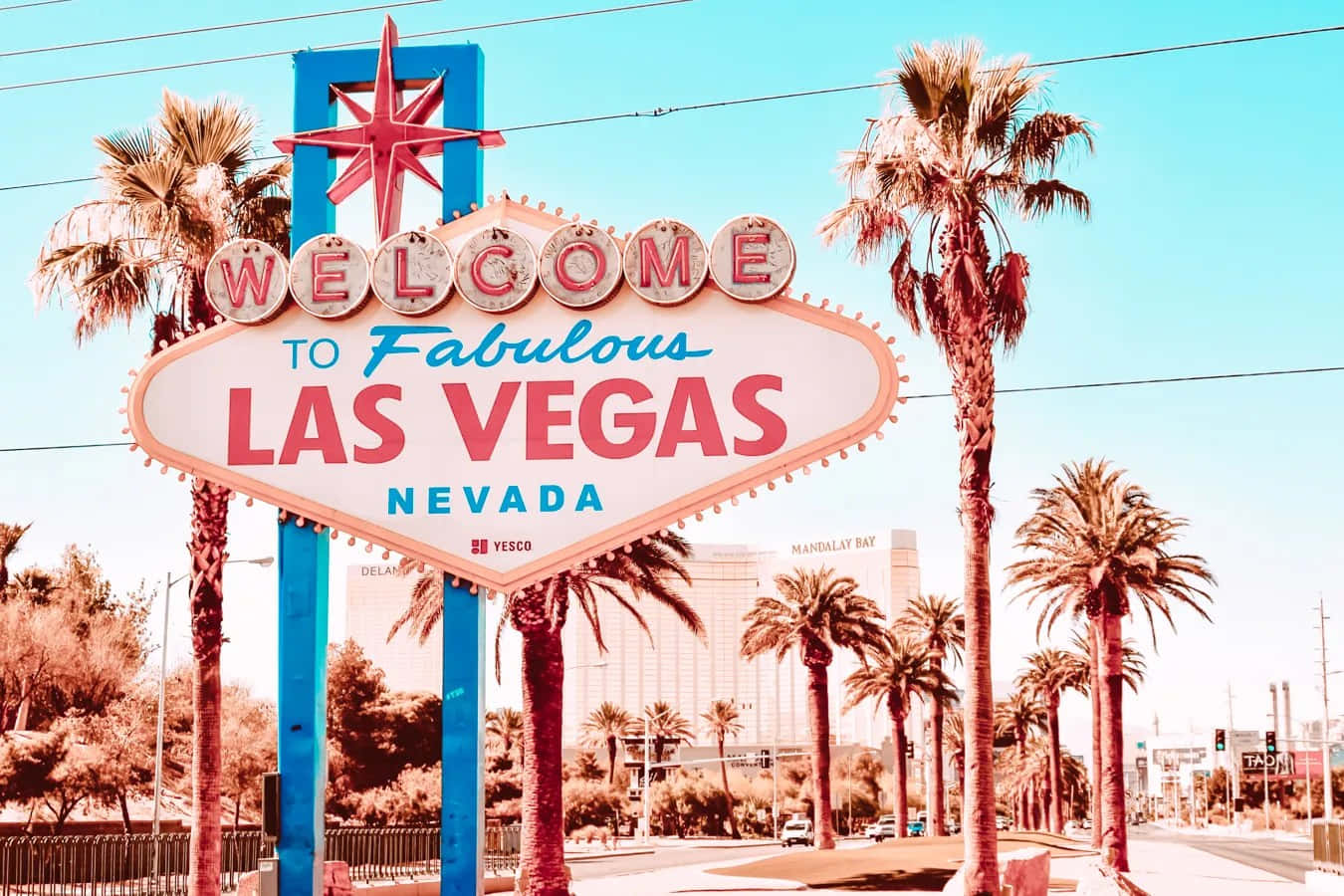 Pfirsichfarbenerästhetischer Las Vegas Hintergrund