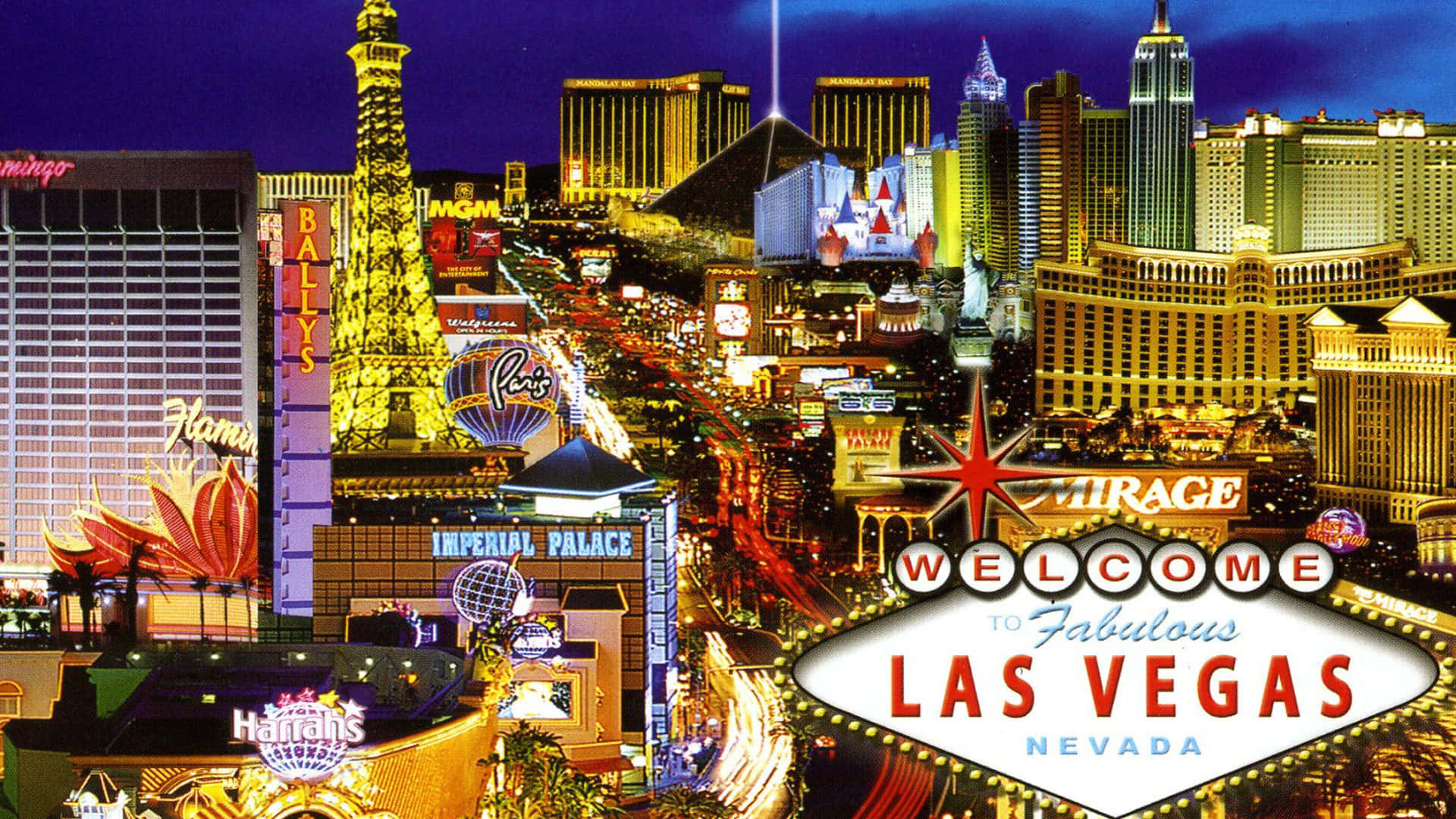 Famous Establishments Of Las Vegas Background